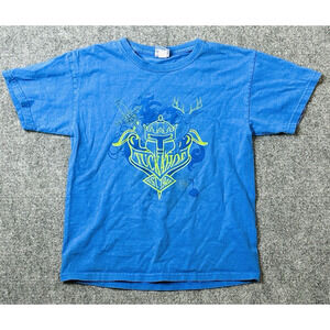 Vintage Gildan Youth Camp Tuckahoe Graphic Print Blue T-Shirt Size Medium